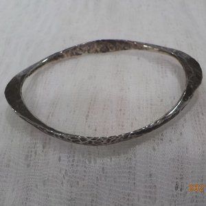 Hammered Sterling Oval Bangle